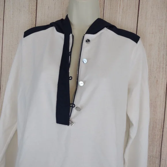 LRL Ralph Lauren white & navy blue pullover sweatshirt hoodie large - Picture 6 of 12